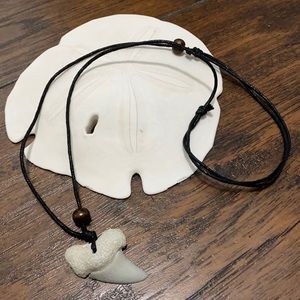 Shark tooth cord necklace